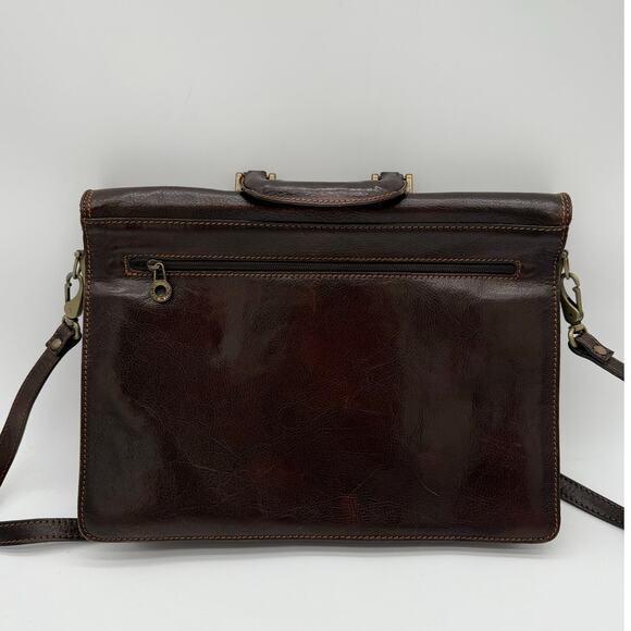 Firenze Italian Full Leather Laptop Executive Briefcase Crossbody Handle Luxury - Picture 2 of 8